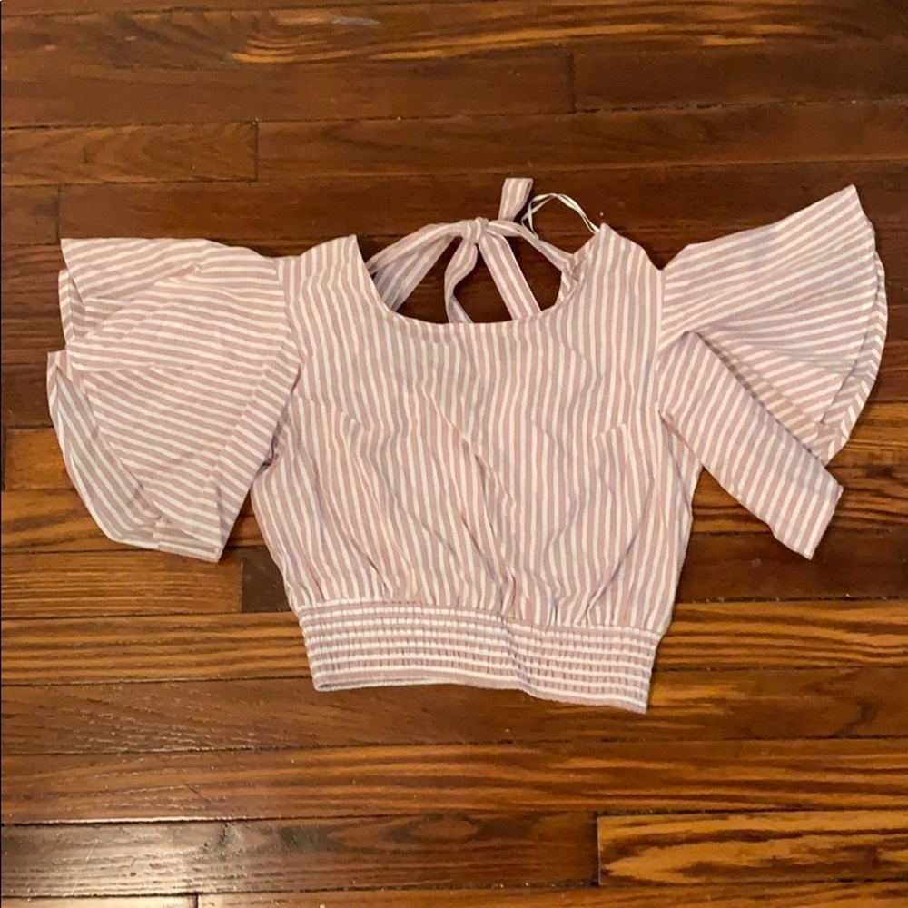 Striped semi crop top 100% cotton